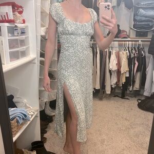 Abercrombie & Fitch White Sage Pattern Cap Sleeve Scoopneck Midi Dress Size XS